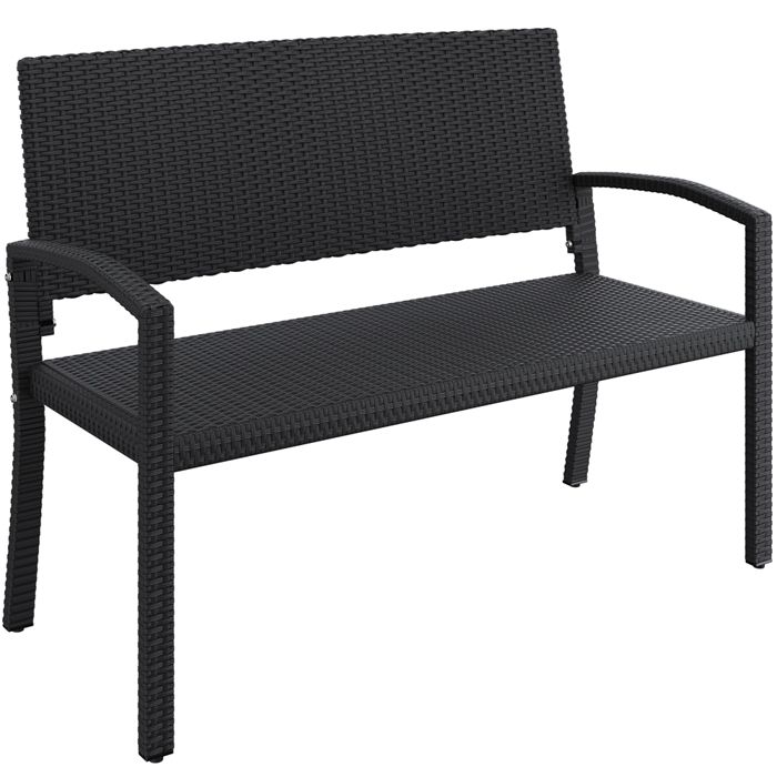 Yaheetech Banc de Jardin Extérieur en PEHD avec Accoudoirs et Dossier Canapé Extérieur Noir