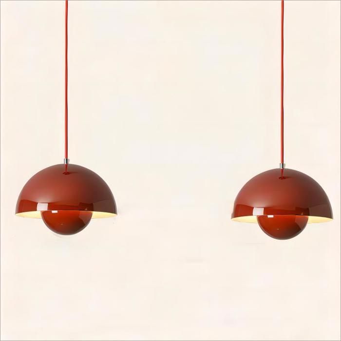 Suspension luminaire - SMOTOP - Lot de 2 - Métal rouge - 2x E27 60W
