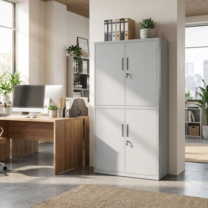 Caisson de Bureau Meuble de Rangement 40 x 80 x 180 cm 5 Niveaux Gris