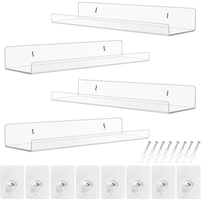 Etagere Murale s Percage Acrylique Trparent Petite Etagere Murale Flottantes s Perçage pour Salle de Bain Salon et 4