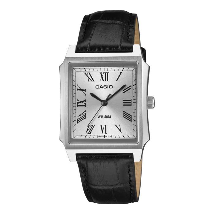 Montre - CASIO - MTP-B190L-7BVER - Cuir noir - Boîtier 35 mm argenté - Étanchéité 5 ATM