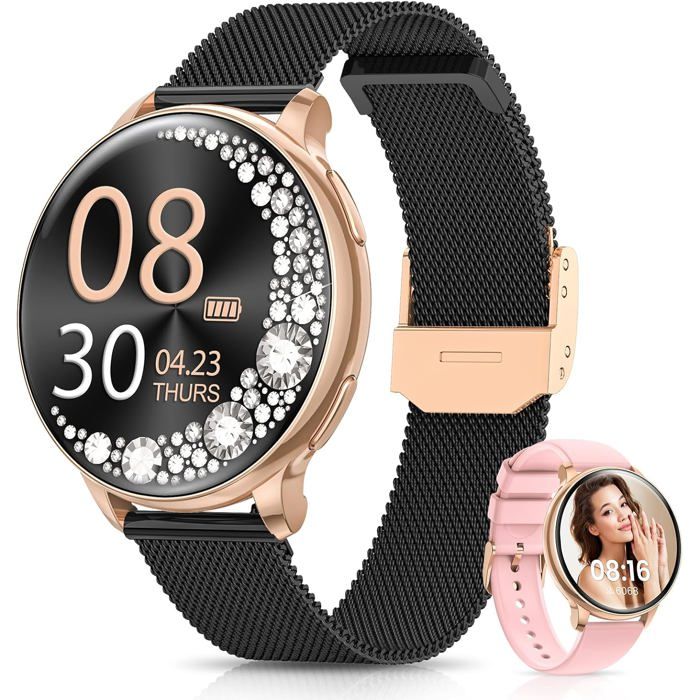 Montre Connectée Femme Petite Ronde Écran Tactile Hd 1 27 Avec Appel Fonction Féminine Sommeil Fréquence Cardiaque Spo2 1[MB236]