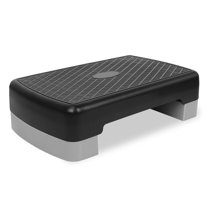 HOMVRA Step daerobic reglable 4572 cm 2 niveaux surface antiderapante polyethylene noir et gris