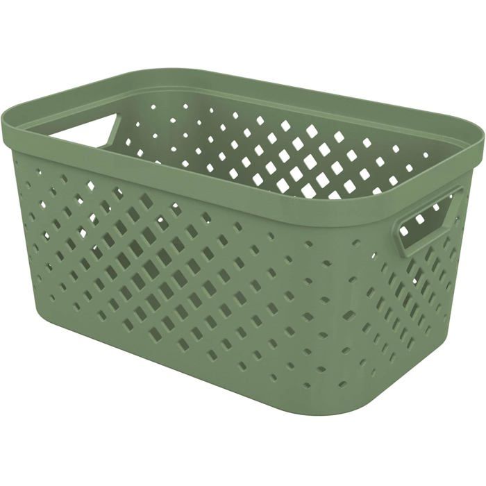 Panier De Rangement - 1 Unité - Plastique Recyclé Vert Sauge - Empilable Et Aéré - Pour Salle De Bain Ou Bureau ECARTEUR - SPECULUM