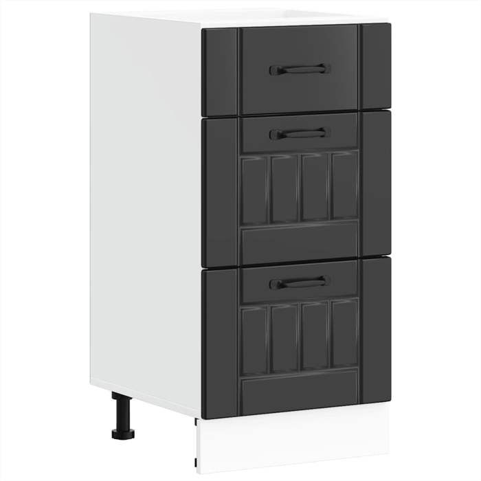 Meuble bas de cuisine - UU - Lucca - Bois dingénierie - Noir - Pieds réglables - Facile à entretenir - 40 x 46 x 81 5 cm &50155
