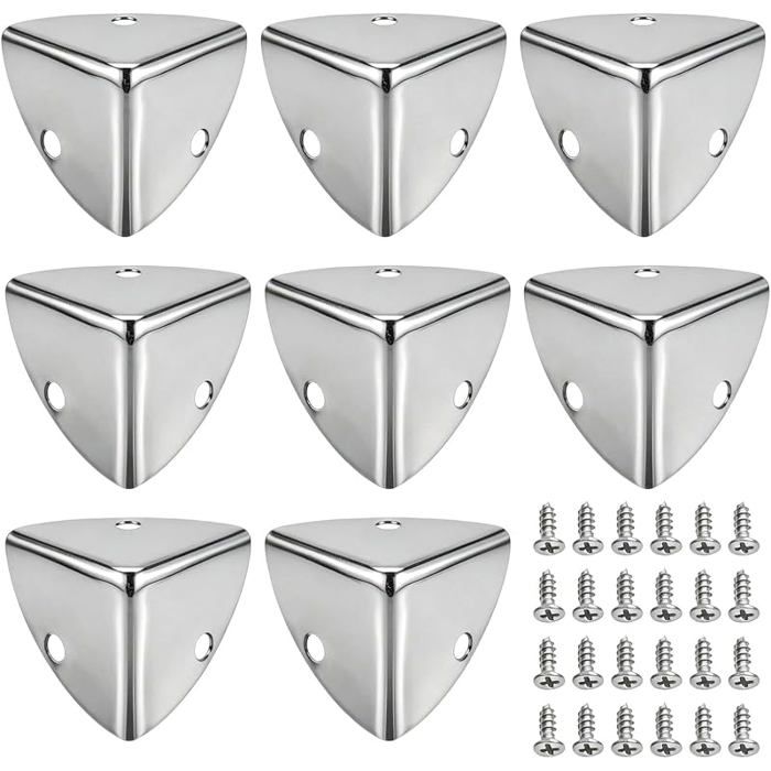 8 Pièces protection coin de table en Métal Argenté 23mm Protection Angle Meuble Vintage pour Boîte à Bijoux Arg COINS DE PROTECTION