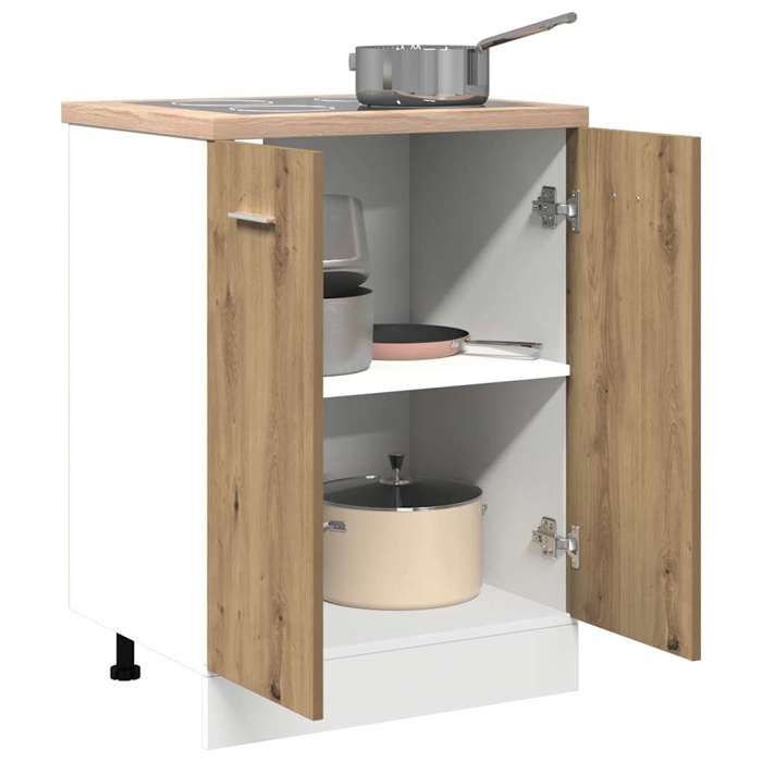 Meuble bas de cuisine - vidaXL - Lyon - Bois dingénierie - Chêne artisanal - 2 portes - 2 compartiments - 60 x 46 x 815 cm 56267