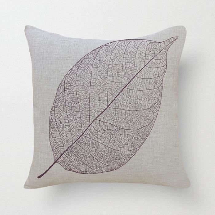 Focus Vogue Housse de Coussin 40X40 cm Taie doreiller Carrée de Dessin de Feuille en Coton Lin