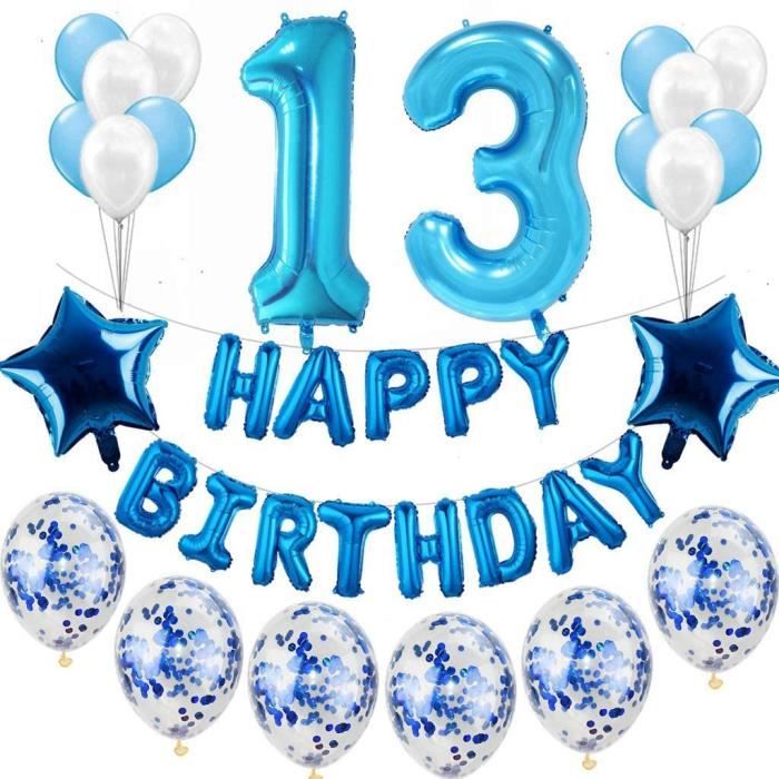 Kit De Decoration Pour 13e Anniversaire Bleu Pour Garcon Decoration D Anniversaire De 13 Ans Decoration Bleue Pour 13 A 799 Cdiscount Maison