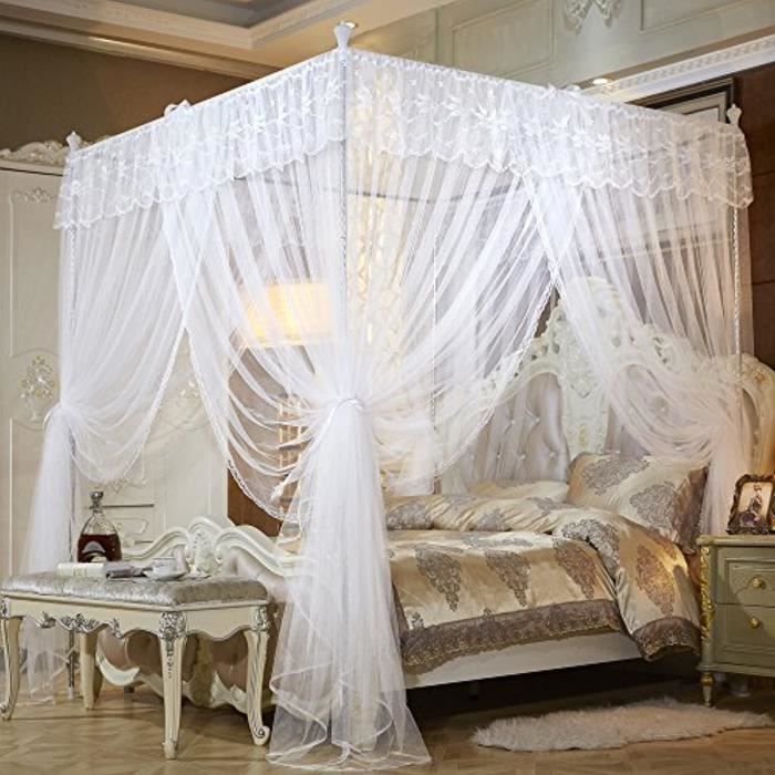 Ciel De Lit Bebe Jlr0y Rideau De Lit A Baldaquin A 4 Coins Pour Adultes Filet A Arc Confortable 4 Ouvertures Decoration De Cha Cdiscount Maison