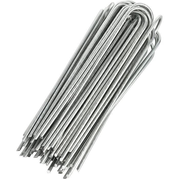 Lot De 150 Piquets De Fixation En Acier Galvanisé - 40x20 Mm - Pour Clôture, Paillage, Gazon, Bâche