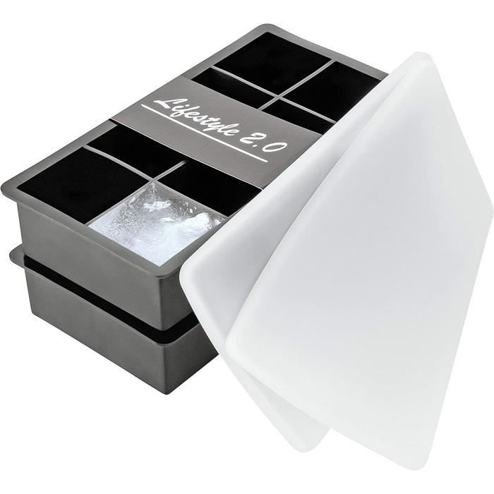 Lot De 2 Bacs à Glaçons En Silicone XXL - Cubes De 5x5cm - Pour Cocktails, Smoothies, Conserves - 100% Silicone Alimentaire