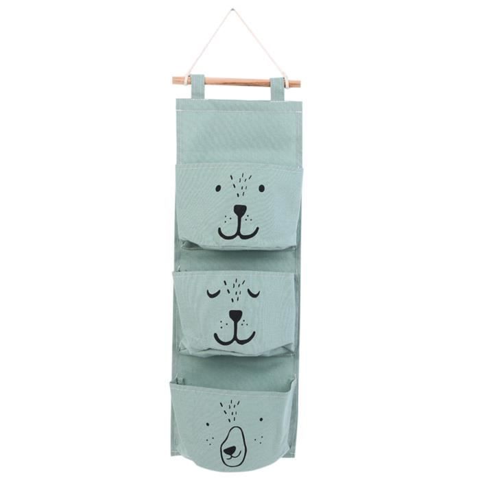 3 Grandes Poches Suspendues En Coton-lin - Organiseur Mural Pour Porte - Rangement Serviettes, Chaussettes, Livres