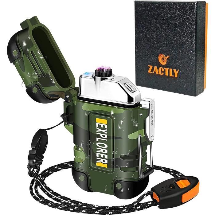 2 briquets rechargeables à double arc électrique, coloris olive