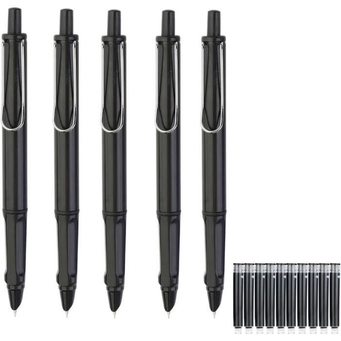 Stylo Plume Rétractable Court - 0,5 Mm - Corps Métal Et Bois
