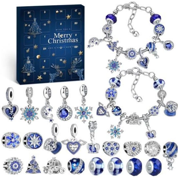 Calendrier De L'Avent Bijoux DIY - 24 Volets, Avec Perles Et 2 Bracelets, Pour Fille Enfant
