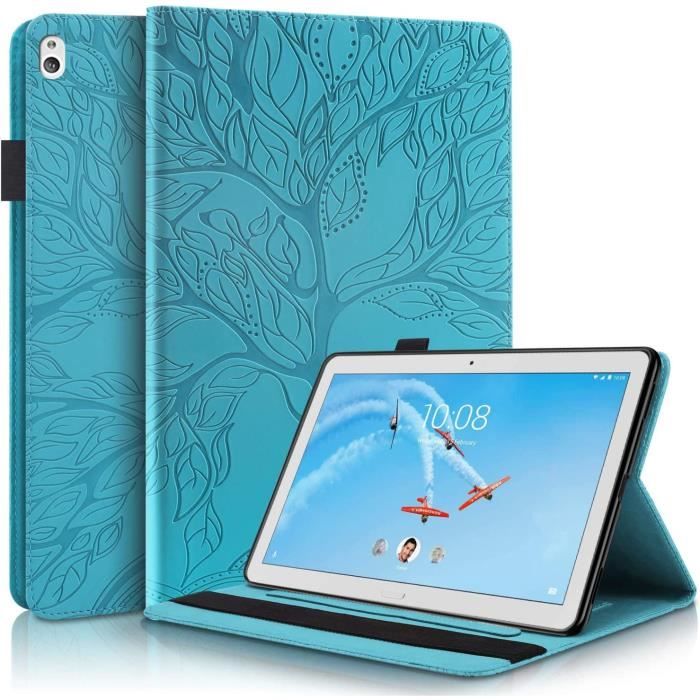 Coque Lenovo Tab M10 Plus Gen 3 - étui Cuir PU + Verre Trempé Inclus, Bleu, Neuf