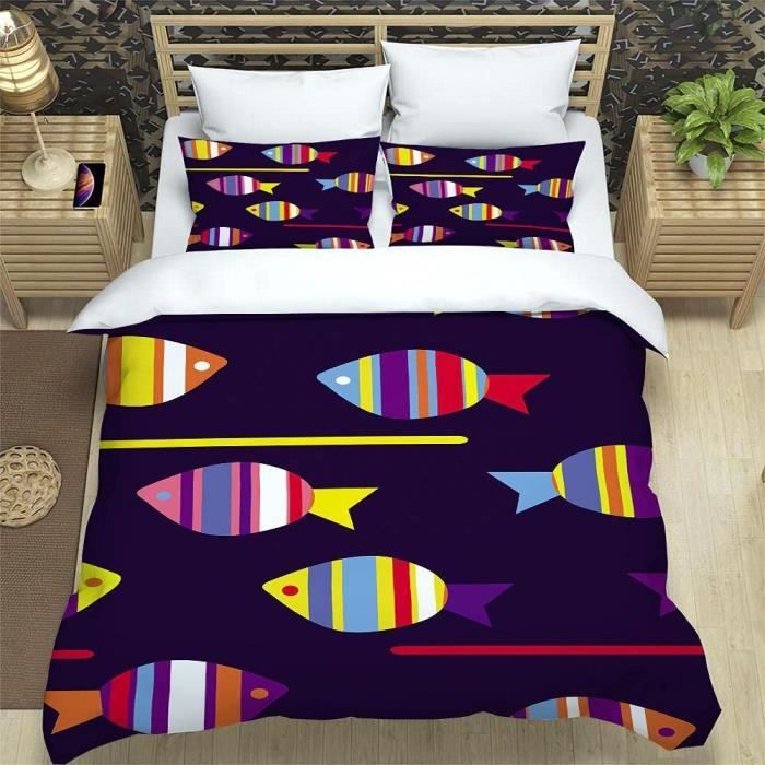 Housse de Couette Poisson Imprimé - Marque - 240x260cm - Multicolore