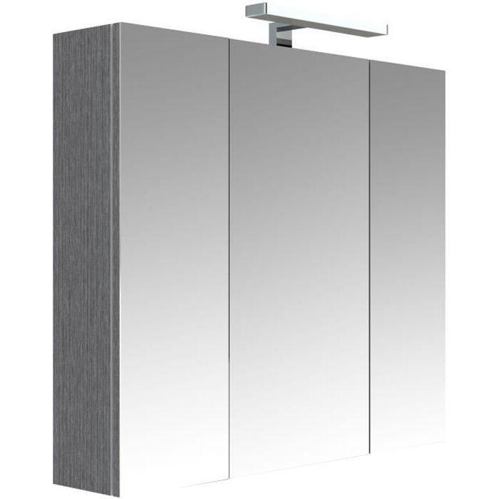 Armoire De Toilette Eclairante 3 Portes Juno L 80 X H 75 Cm Gris Chene Anthracite Achat Vente Armoire De Chambre Armoire De Toilette Soldes Sur Cdiscount Des Le 20 Janvier Cdiscount