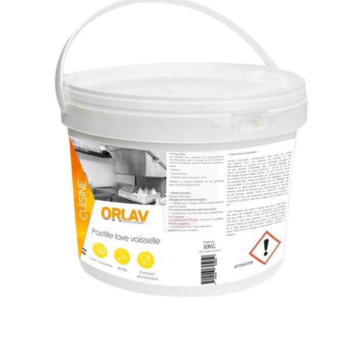 Pastilles professionnelles pour lave-vaisselle - ORLAV - Seau 5Kg   -
