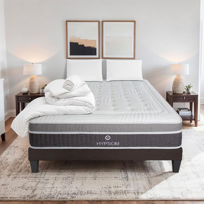 Pack Elégance 180x200 cm Matelas Mousse + Sommier Bois + Accessoires Pack Elégance 180x200 cm Matelas Mousse + Sommier Bois + Accessoires