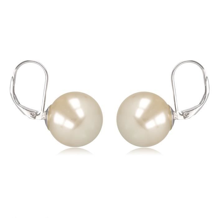 Boucle d'oreille puce argent 925 boule cristal 8mm 4 Couleurs Disponibles