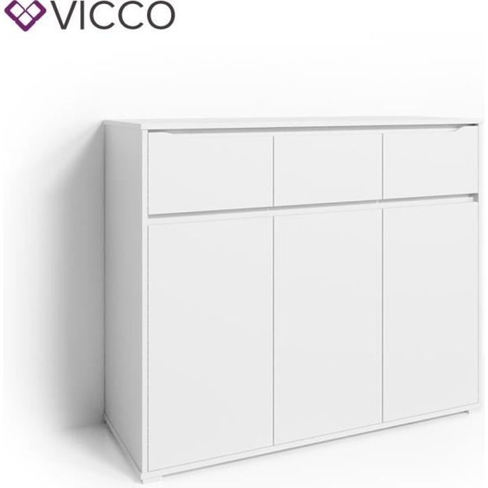 vicco commode ruben blanc tiroirs 120 cm buffet armoire polyvalente armoire