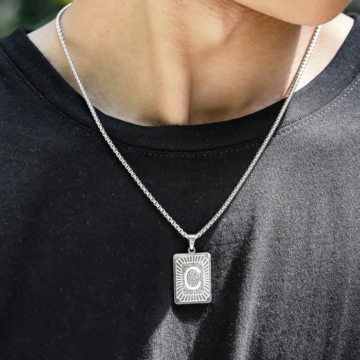 Collier avec pendentif lettre initiale pour hommes, en acier inoxydable,  chaîne, cadeau de luxe, tendance, nouvel Y