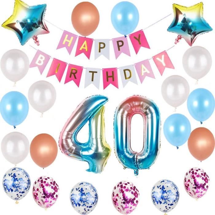 Kit De Decoration Pour 40e Anniversaire Femme Arc En Ciel 40 Ans De Decoration Pour Femme Arc En Ciel 40 Ans D Anniversaire 803 Cdiscount Maison