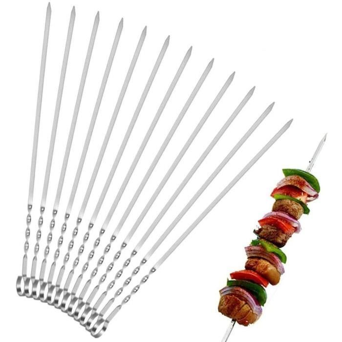 12" barbecue grill réutilisables métal Brochettes Kebab barbecue bâtonnets de nourriture viande griller