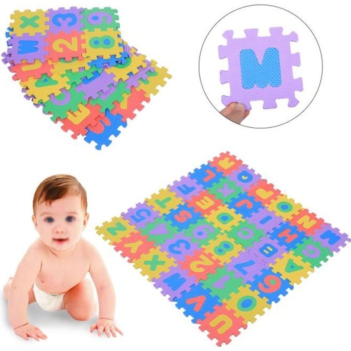 Puzzle Tapis De Jeu Enfant En Mousse Eva Dalle Mousse Bebe Avec Certification 36 Carres Colores Avec Lettres Et Chiffre Cya Cdiscount Jeux Jouets