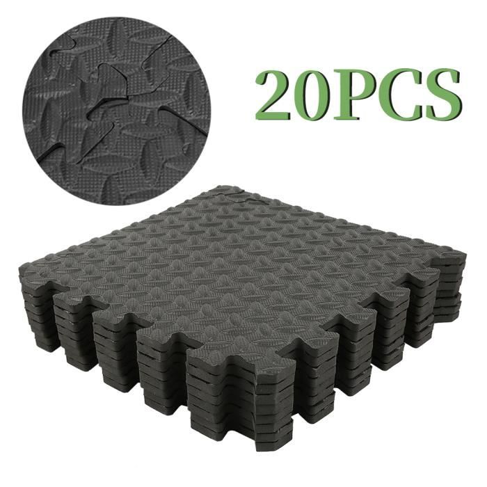 Tapis De Sol En Caoutchouc Pour Salle De Sport - 9 Plaques 32x32 Cm Antidérapantes Et Absorbantes - Protection Sol