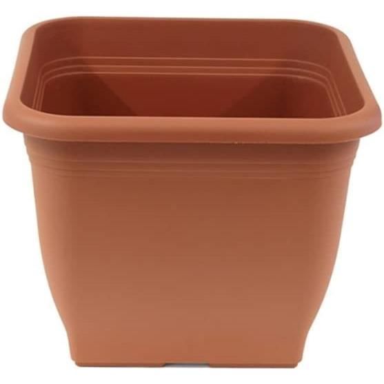 Pot de fleurs carré en plastique 19 x 19 cm 3L - Pot pour plantes  extérieures et intérieures-Pot de jardin couleur terre cuite A1557 -  Cdiscount Jardin