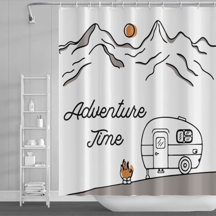 W150xH180cm - Rideau de douche de camping car, imperméable, camping car  imprimé, montagnes, tissu en Polyeste - Cdiscount Maison
