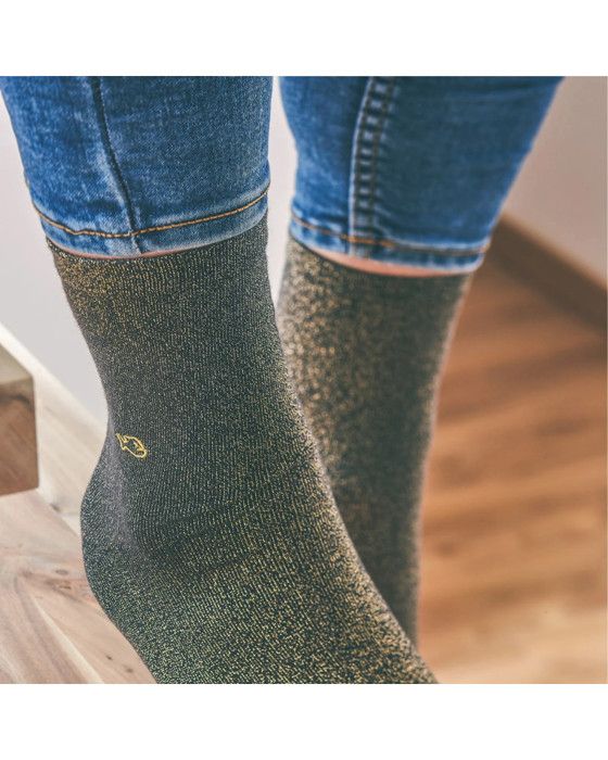 Chaussettes Paillettes - Billybelt - Noir Minéral - Taille Unique - Coton Peigné - Certifiées OEKO-TEX Chaussettes Paillettes - Billybelt - Noir Minéral - Taille Unique - Coton Peigné - Certifiées OEKO-TEX
