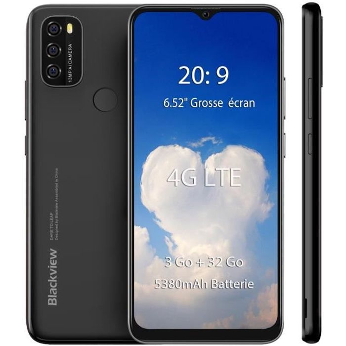 Vente Téléphone portable Blackview A60 Smartphone Pas cher 16Go 6.1" Écran Goutte d'eau Android 8.1 Caméra 13MP 4080mAh batterie GPS Téléphone portable -Noir pas cher Vente Téléphone portable Blackview A60 Smartphone Pas cher 16Go 6.1" Écran Goutte d'eau Android 8.1 Caméra 13MP 4080mAh batterie GPS Téléphone portable -Noir pas cher