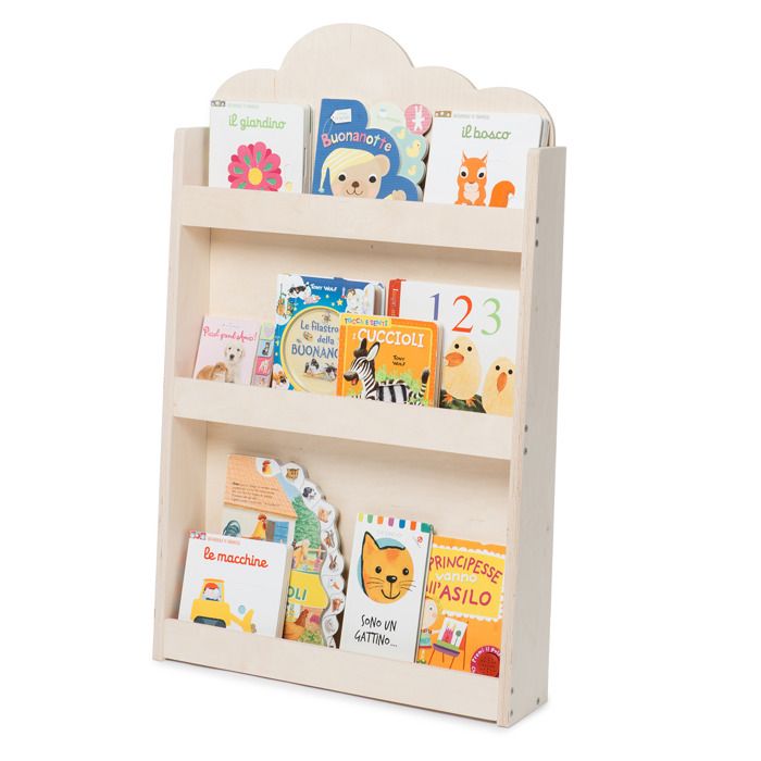Bibliothèque pour enfants - Blumfeldt Cuckoo Natural - 3 étagères - Bois - Modèle nuage