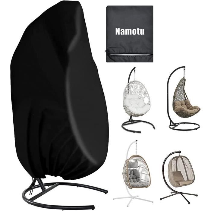 Housse De Fauteuil Suspendu Jardin 115x190cm Oxford 210D - Imperméable Anti-UV Anti-Vent, Protection Chaise Œuf Patio (Noir)