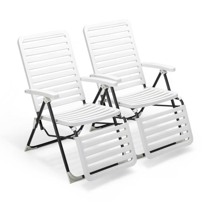COSTWAY Lot de 2 Chaises Longues Inclinables - Dossier Réglable à 7 Niveaux - Transat Bain de Soleil - Piscine Plage Jardin COSTWAY Lot de 2 Chaises Longues Inclinables - Dossier Réglable à 7 Niveaux - Transat Bain de Soleil - Piscine Plage Jardin