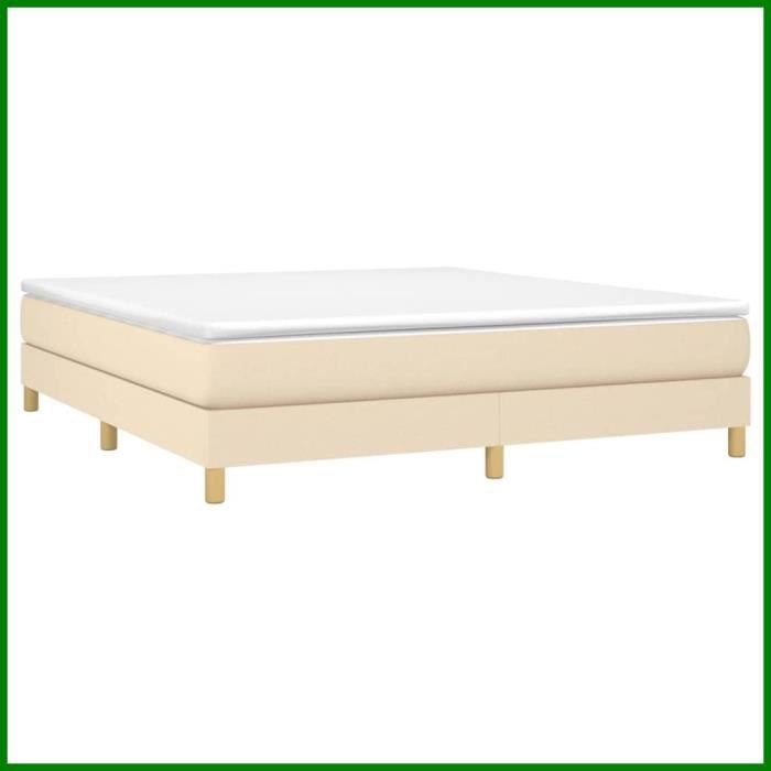 Sommier à ressorts - CUQUE - Crème - 180x200 cm - Tissu 100% polyester - Montage facile