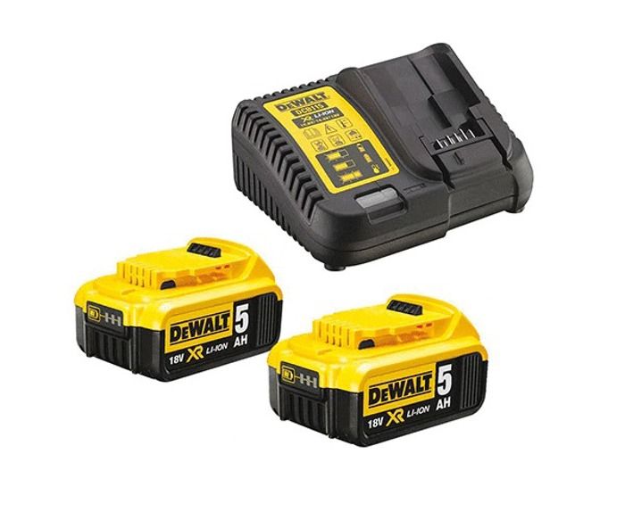 Pack de 2 batteries XR 18V 5Ah + chargeur multivoltage DEWALT DCB115P2 QW