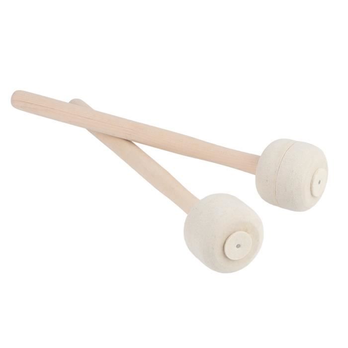 Maillet Tambour 13 Pouces - Baguette Percussion Feutre Laine - Manche Bois - Pour Fanfare Ou Débutants