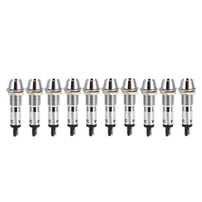 10 Voyants Lumineux XD8-1 DC 12V - Diamètre 8 Mm, 3 Couleurs, Pour Tableaux électriques