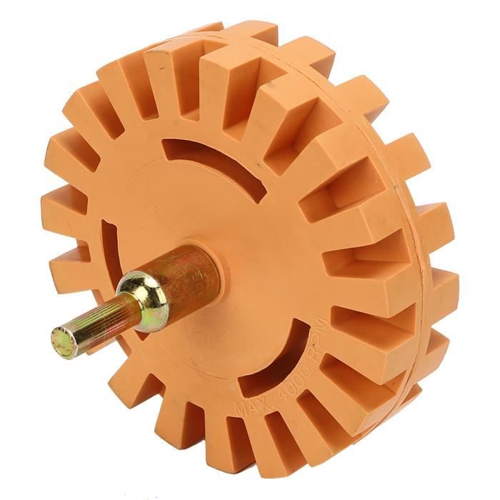 Roue de retrait d'autocollants, roue gomme en caoutchouc de 10,2 cm, dissolvant de film autocollant, dissolvant de colle, disque de nettoyage pneumatique pour décalcomanie, peinture, 25 mm de diamètre