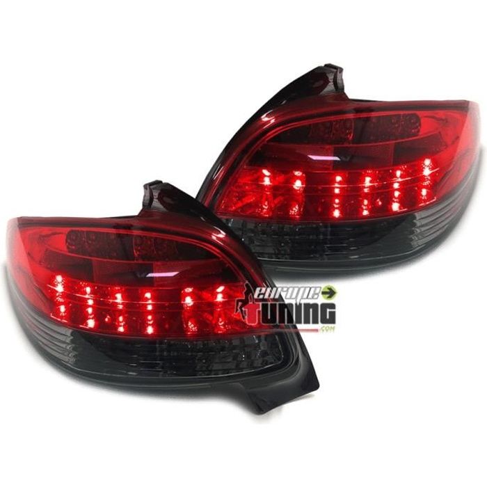 FEUX A LEDS ROUGES NOIRS POUR PEUGEOT 206 et 206 + (13876)