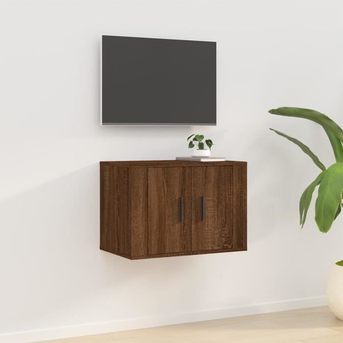 famirosa meuble tv mural chêne marron 57x34,5x40 cm-623