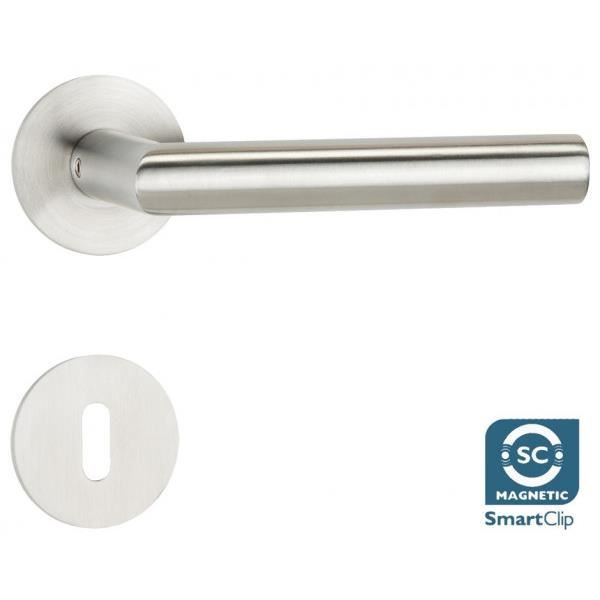 GedoTec Acier inox Poignée porte plat Rosace ronde PZ - profil matt ...