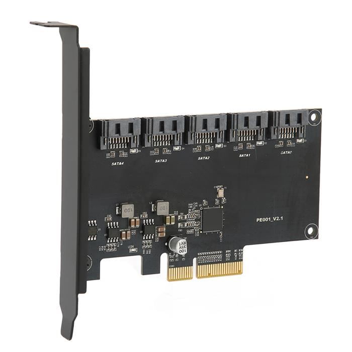 Carte PCI-E Vers 4 Ports SATA 3.0 - Adaptateur Contrôleur Disque Dur - Dissipateur Grand Format - Compatible Slots PCI-E X1/x4/x8/x16