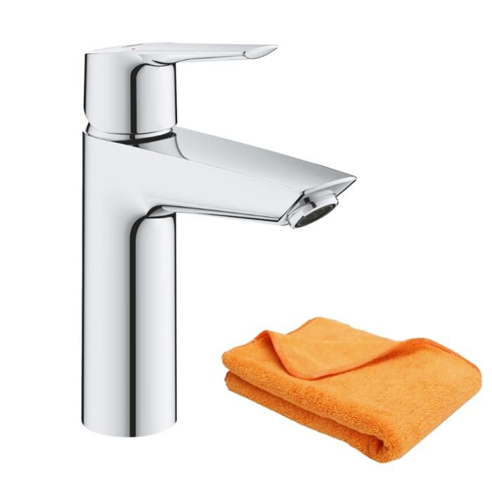 Grohe Mitigeur lavabo Quickfix Start 2021 avec vidage Push-Open taille M chromé + microfibre