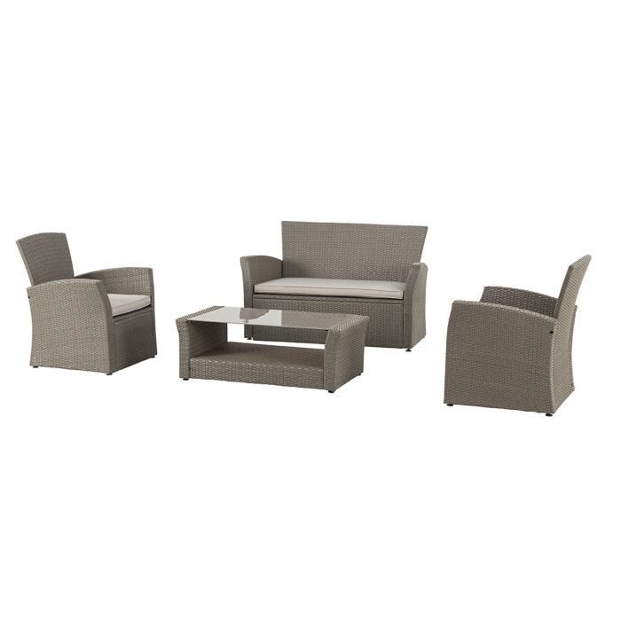 Salon De Jardin Resine Tressee Bora Bora Taupe Achat Vente
